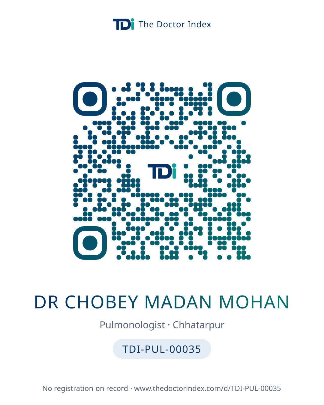 QR card for Dr Chobey Madan Mohan, TDI-PUL-00035