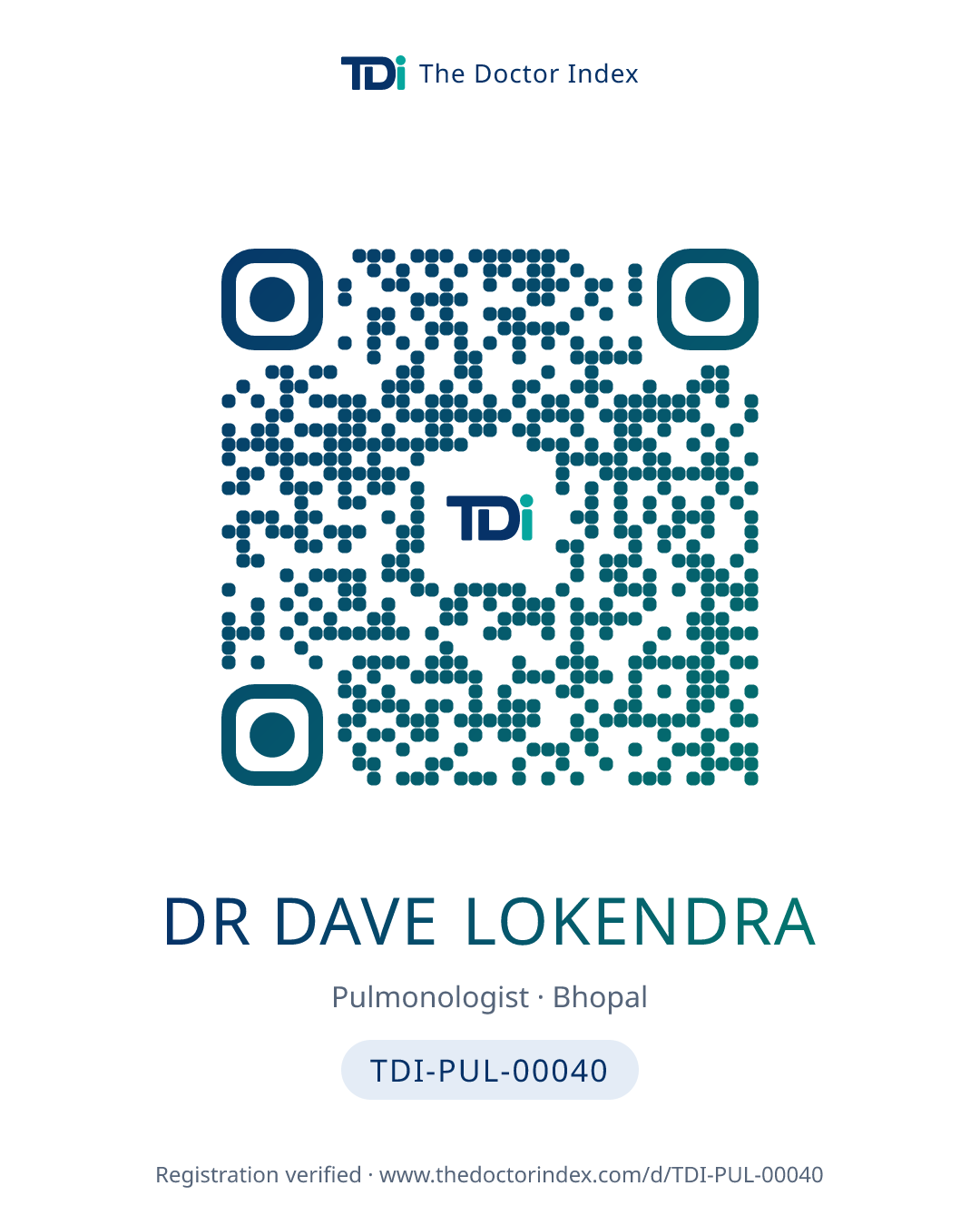 QR card for Dr Dave Lokendra, TDI-PUL-00040