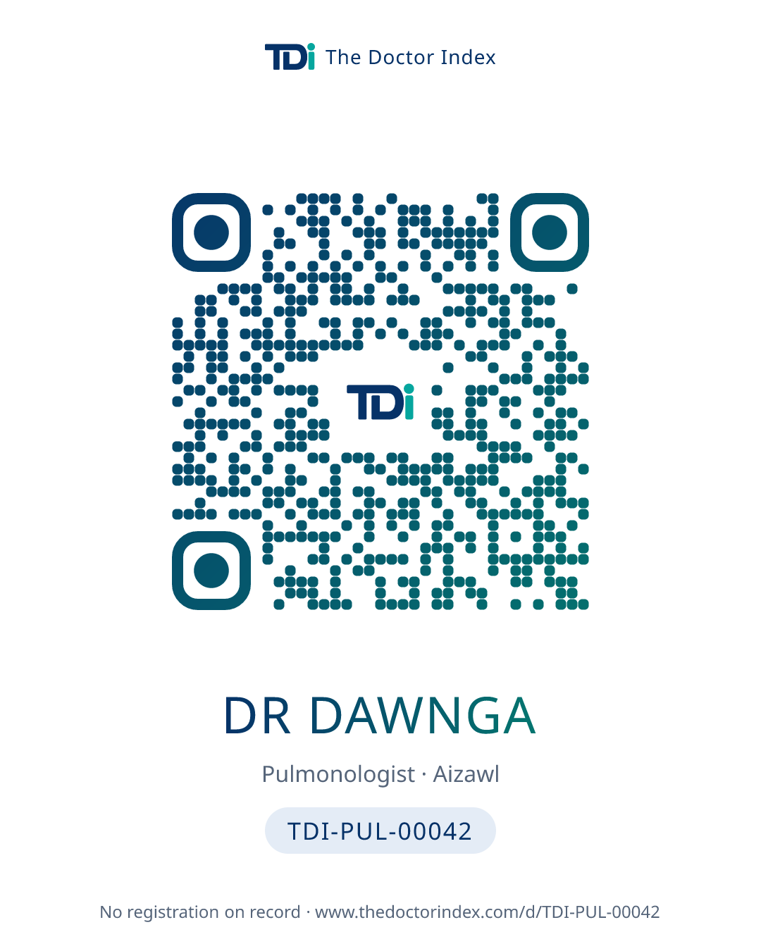 QR card for Dr Dawnga, TDI-PUL-00042