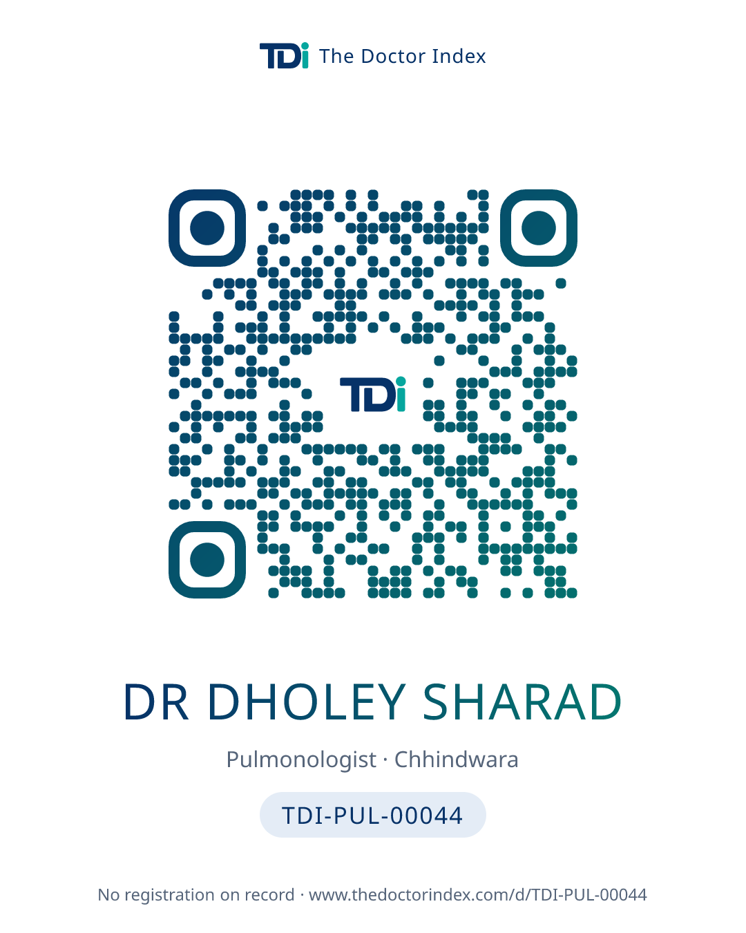 QR card for Dr Dholey Sharad, TDI-PUL-00044