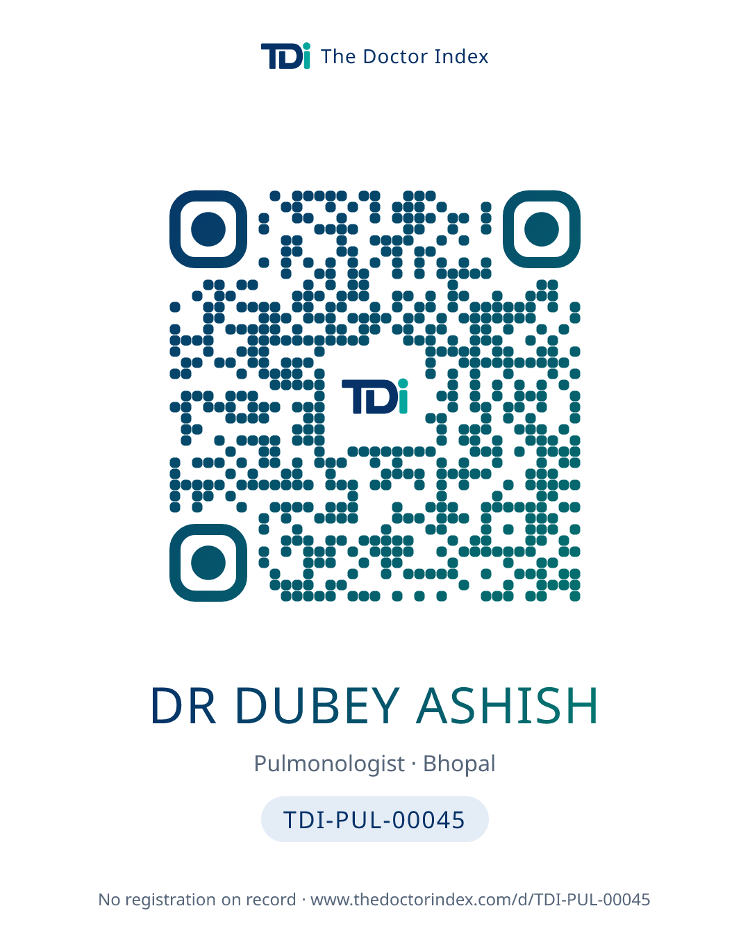 QR card for Dr Dubey Ashish, TDI-PUL-00045