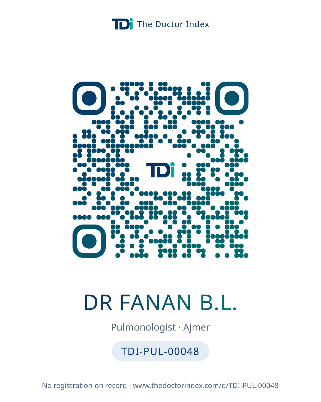QR card for Dr Fanan B.L., TDI-PUL-00048