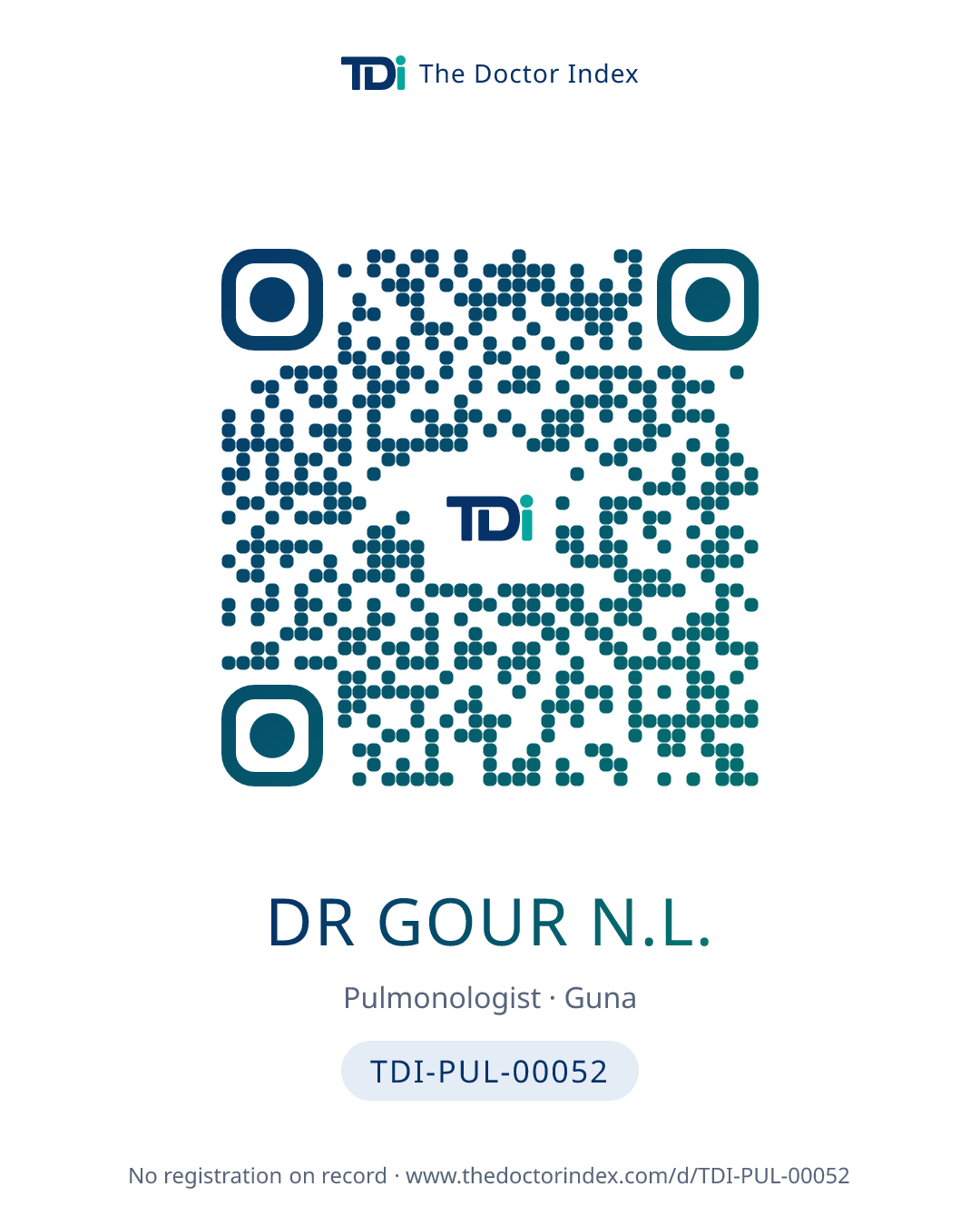 QR card for Dr Gour N.L., TDI-PUL-00052