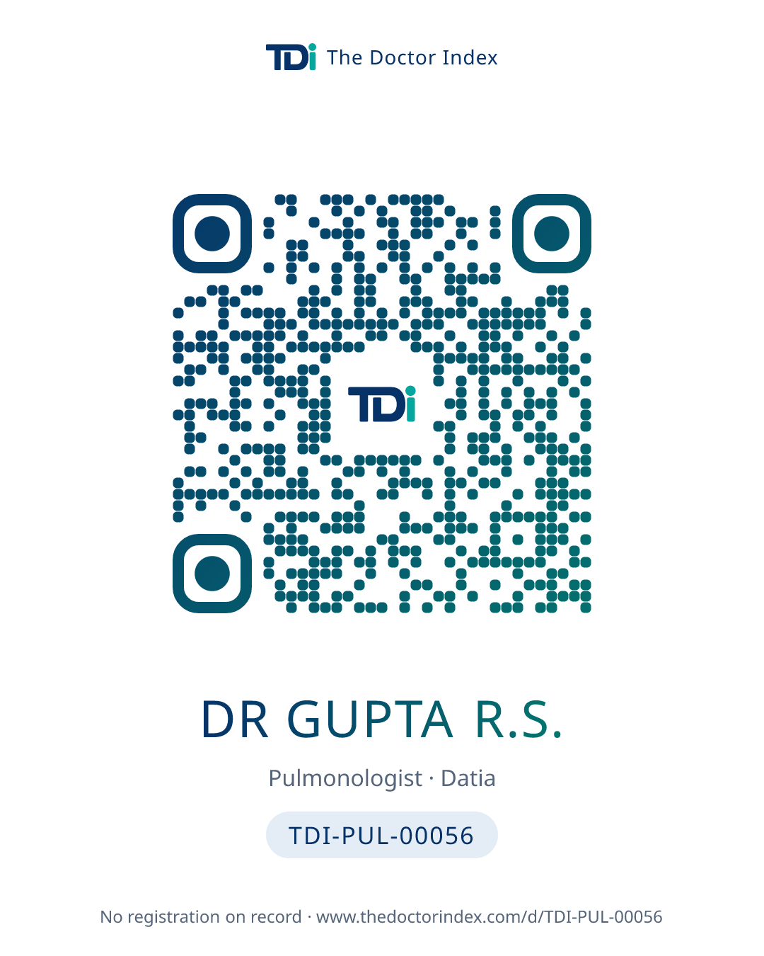 QR card for Dr Gupta R.S., TDI-PUL-00056