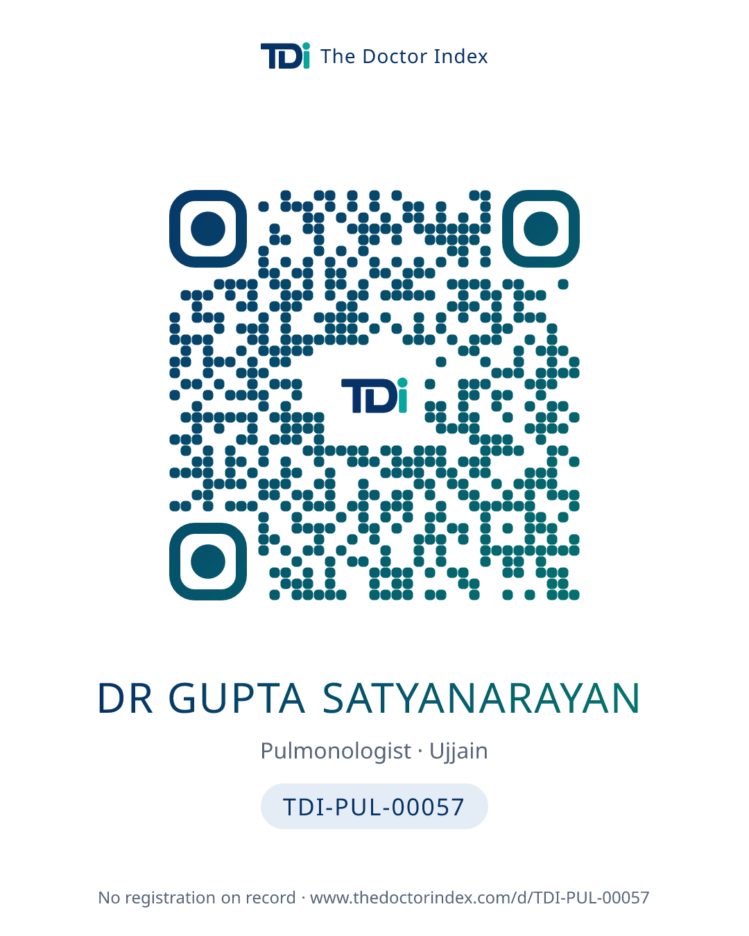 QR card for Dr Gupta Satyanarayan, TDI-PUL-00057