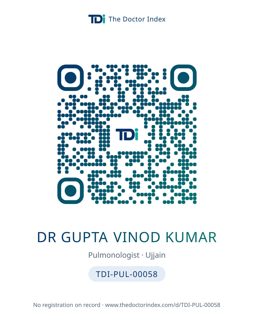 QR card for Dr Gupta Vinod Kumar, TDI-PUL-00058