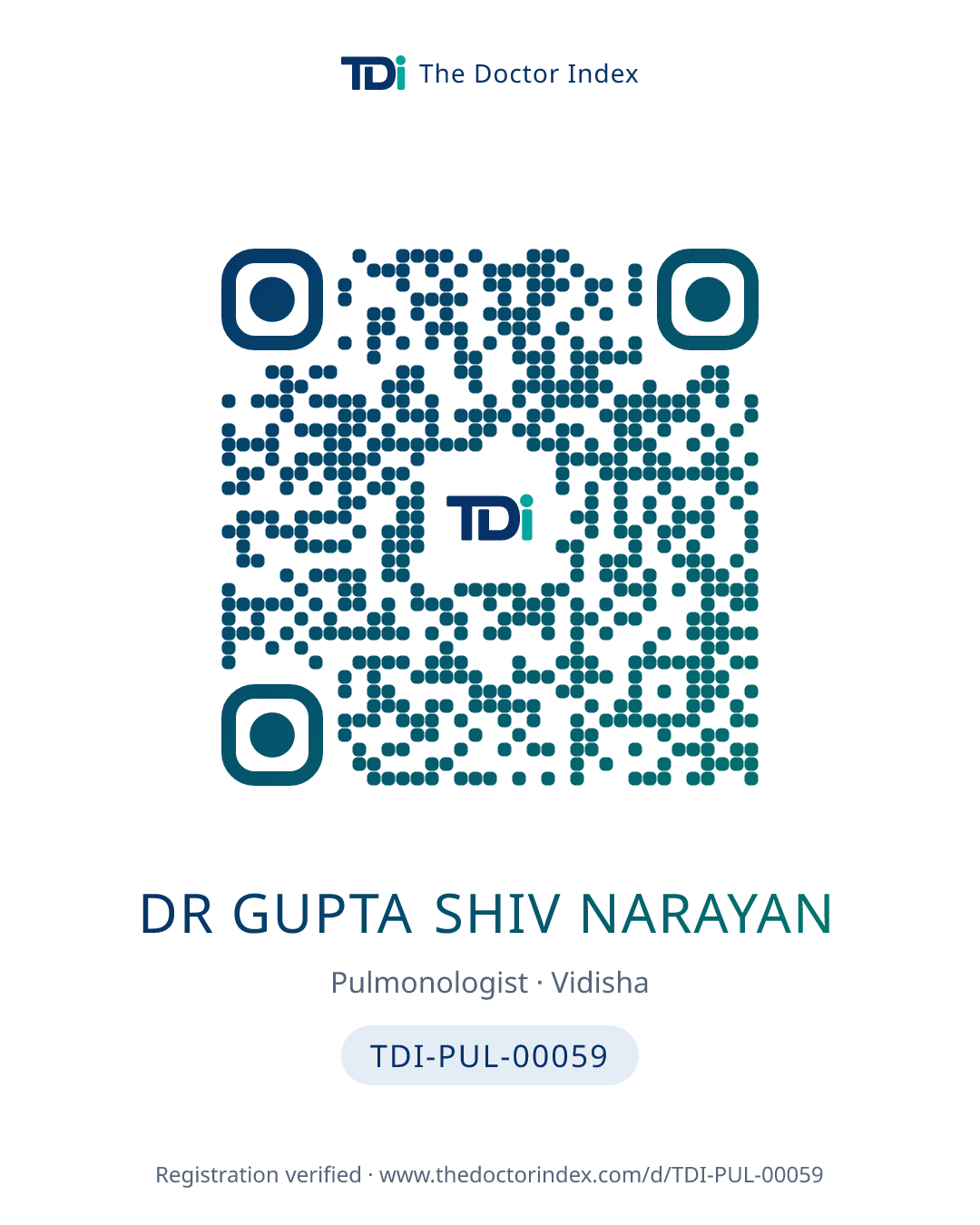 QR card for Dr Gupta Shiv Narayan, TDI-PUL-00059