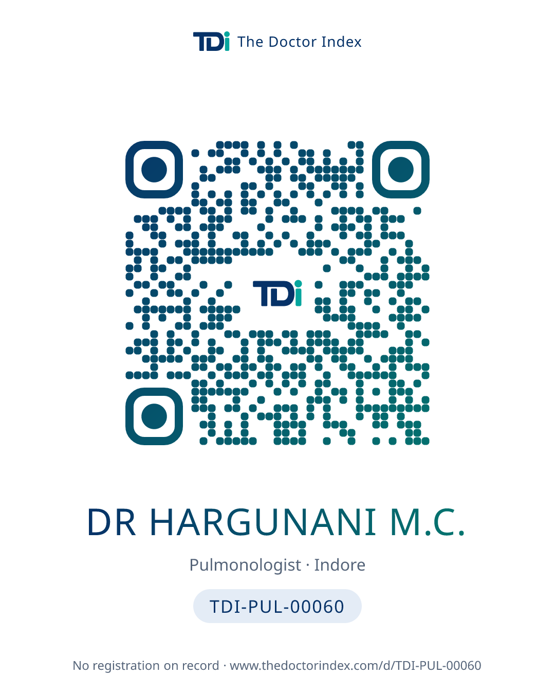 QR card for Dr Hargunani M.C., TDI-PUL-00060