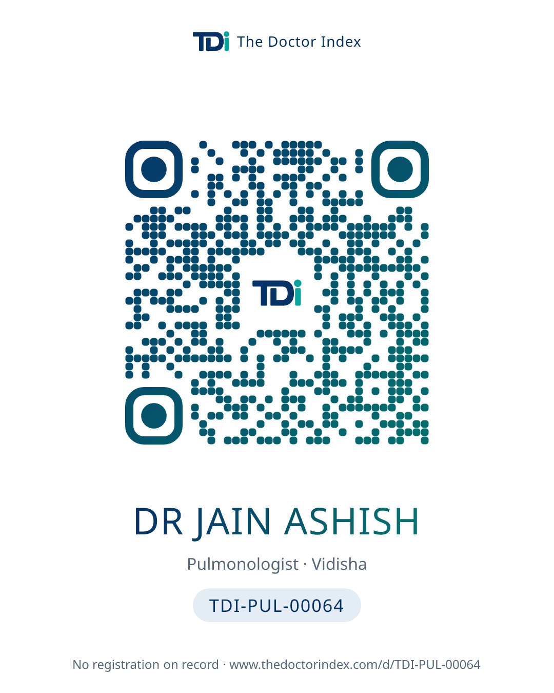 QR card for Dr Jain Ashish, TDI-PUL-00064