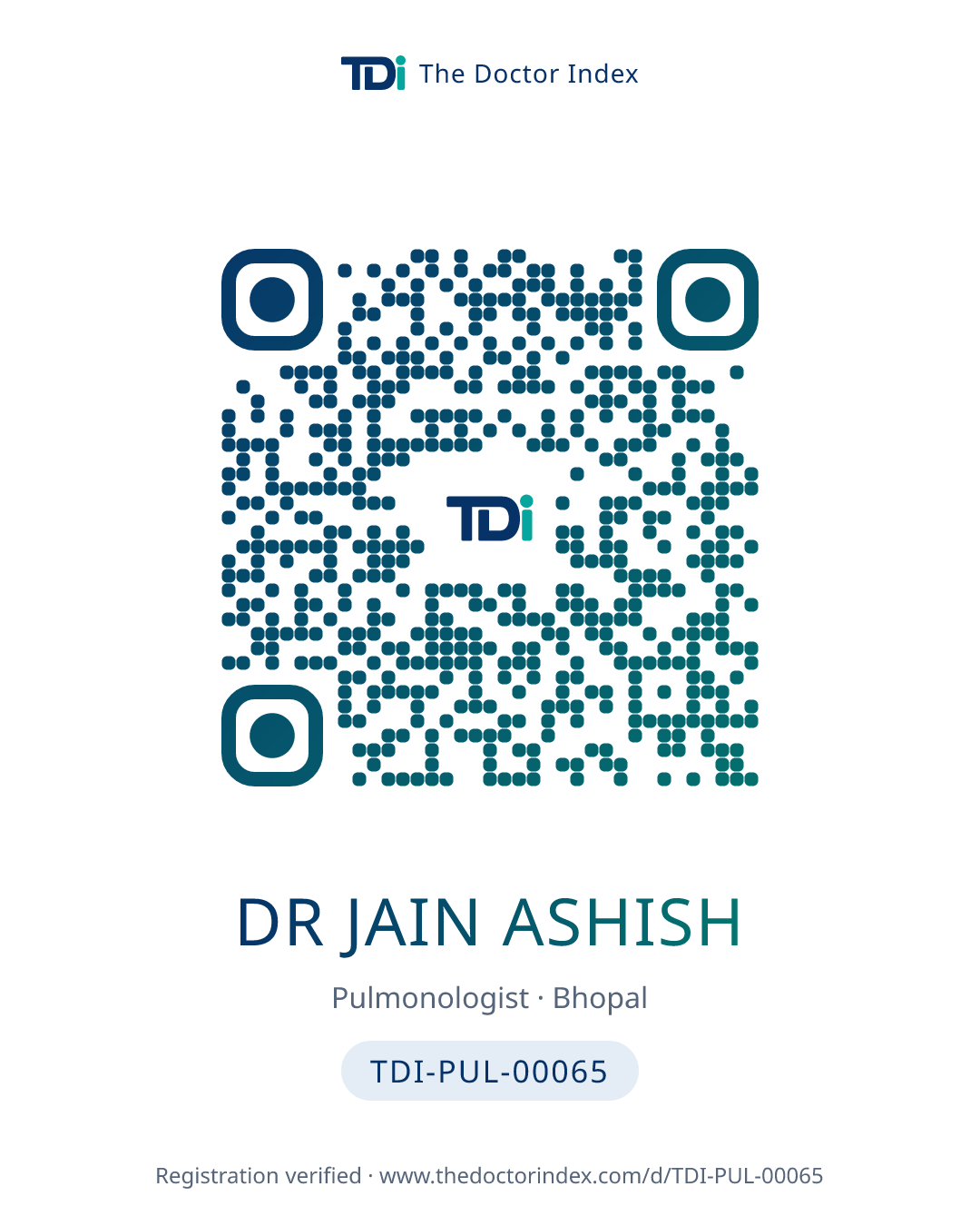 QR card for Dr Jain Ashish, TDI-PUL-00065