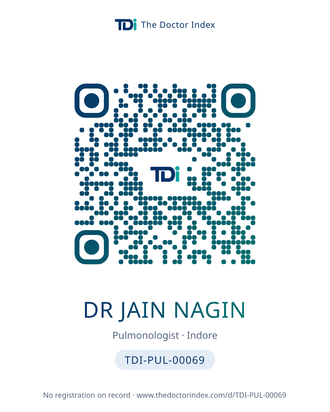 QR card for Dr Jain Nagin, TDI-PUL-00069