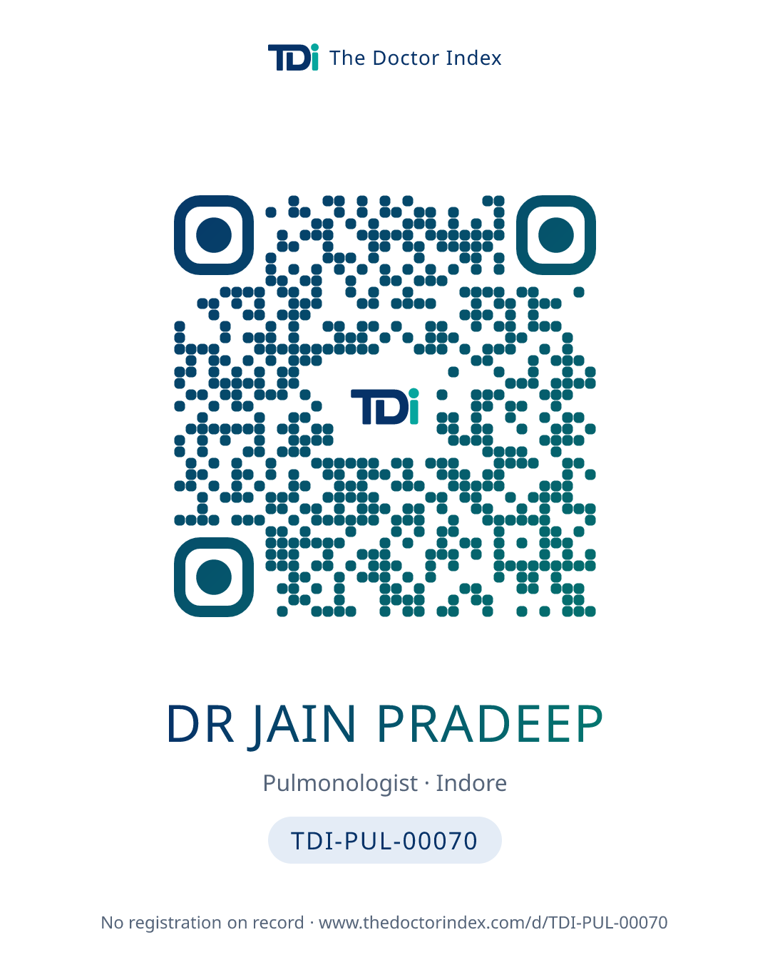 QR card for Dr Jain Pradeep, TDI-PUL-00070