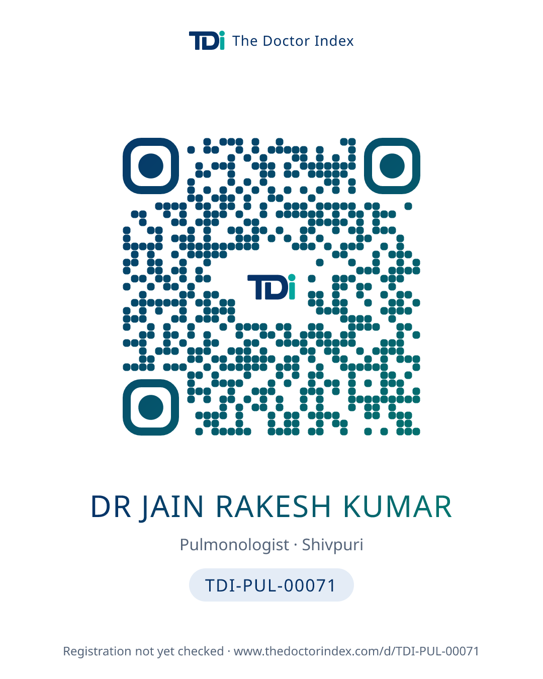 QR card for Dr Jain Rakesh Kumar, TDI-PUL-00071