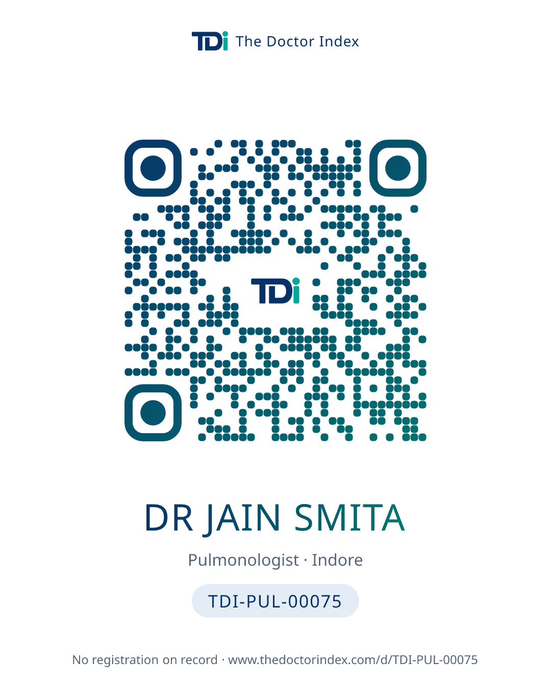 QR card for Dr Jain Smita, TDI-PUL-00075