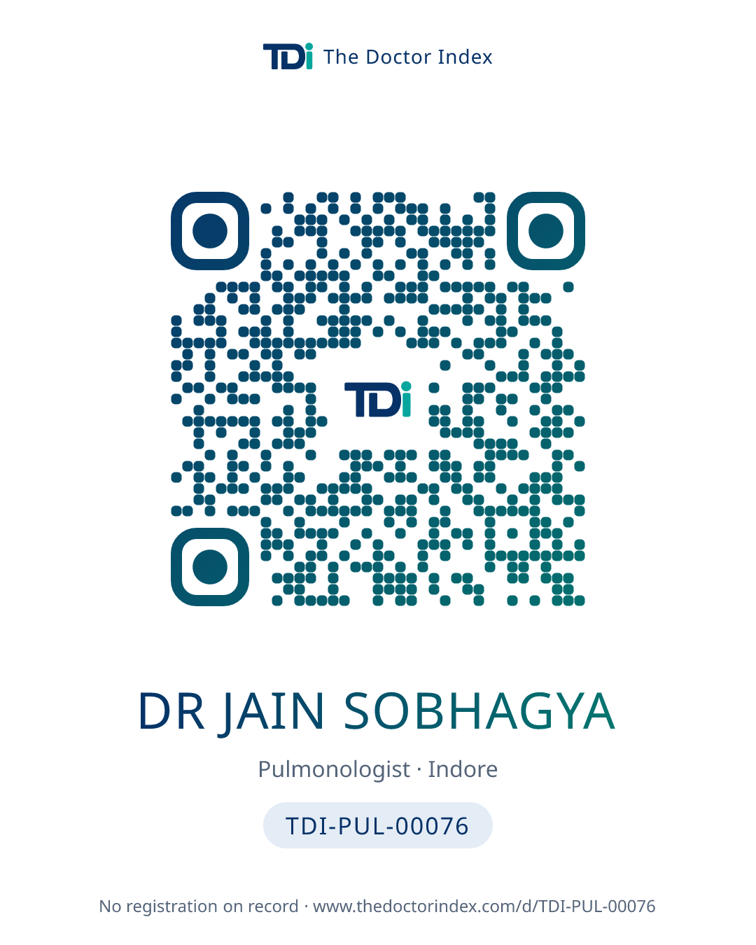 QR card for Dr Jain Sobhagya, TDI-PUL-00076
