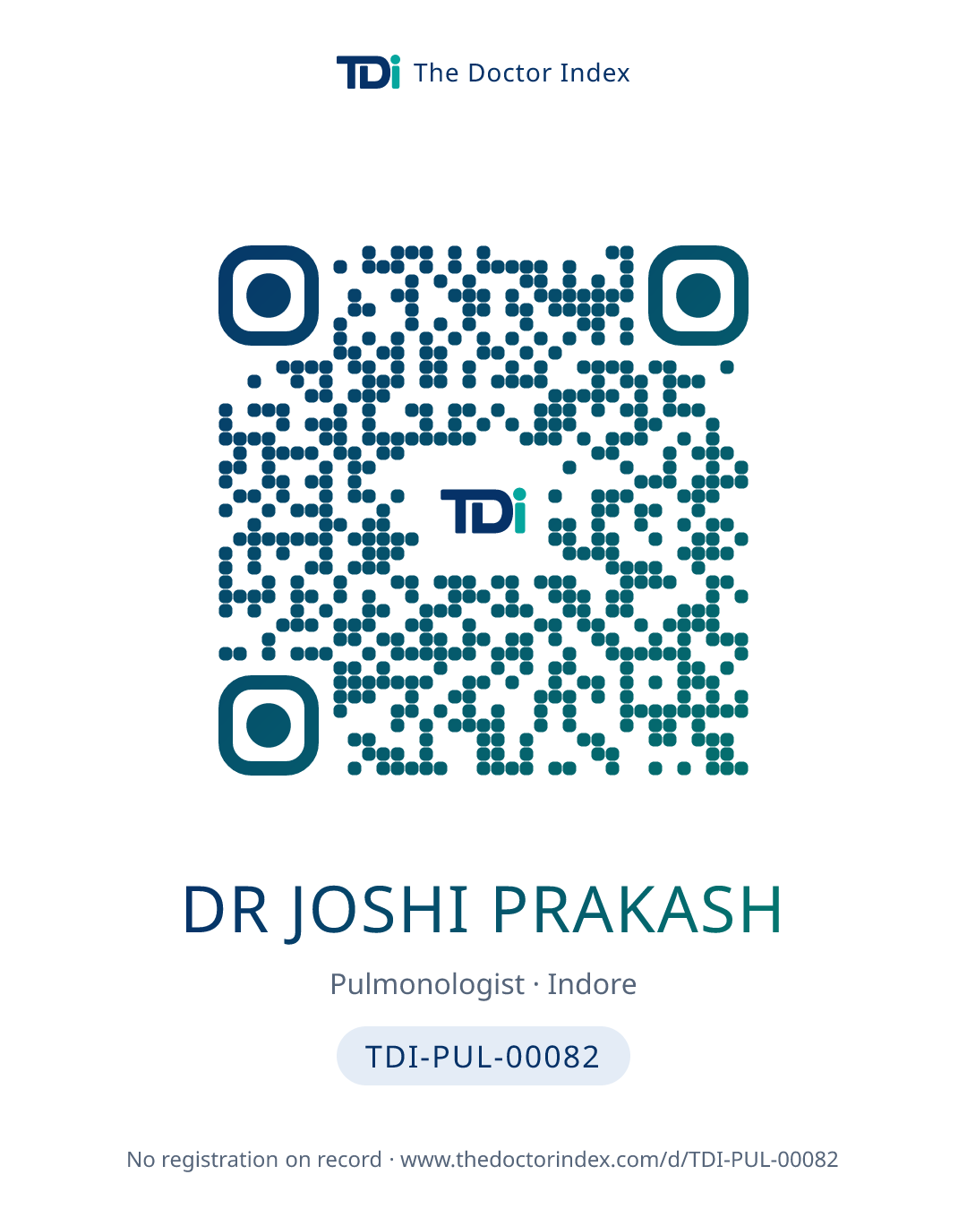 QR card for Dr Joshi Prakash, TDI-PUL-00082