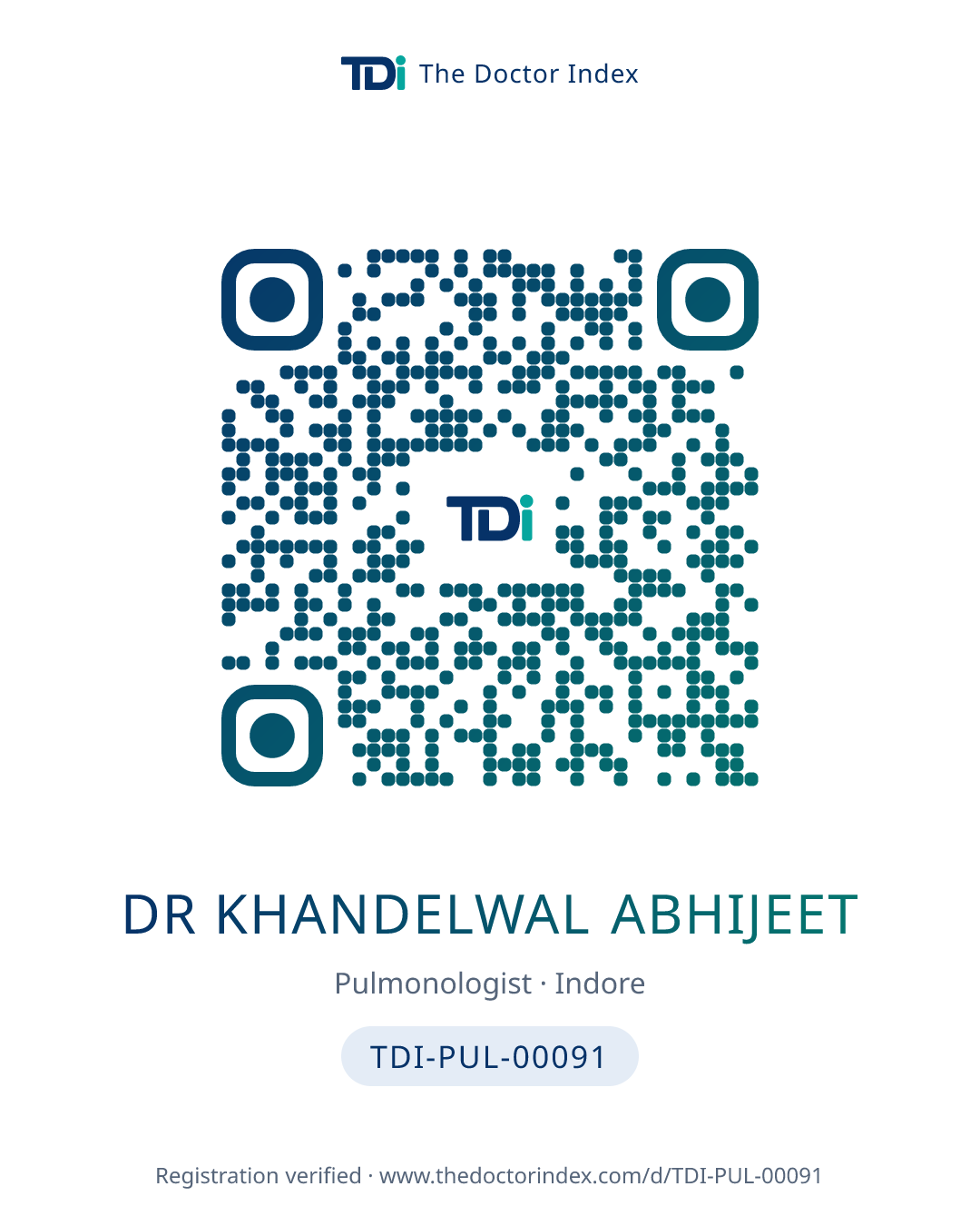 QR card for Dr Khandelwal Abhijeet, TDI-PUL-00091