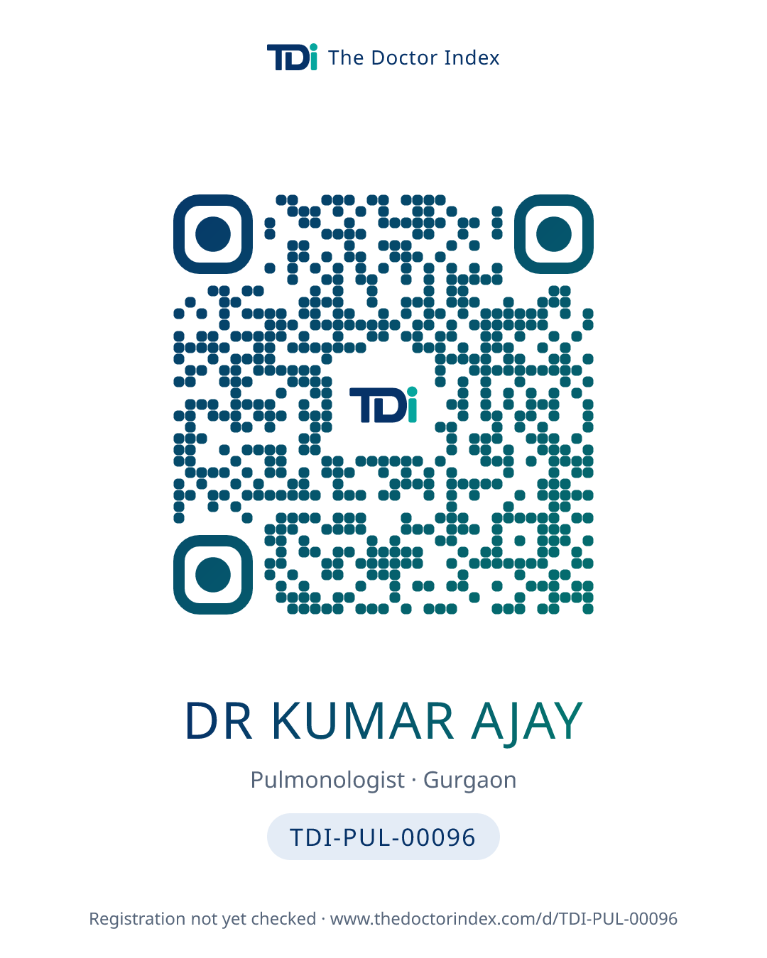 QR card for Dr Kumar Ajay, TDI-PUL-00096