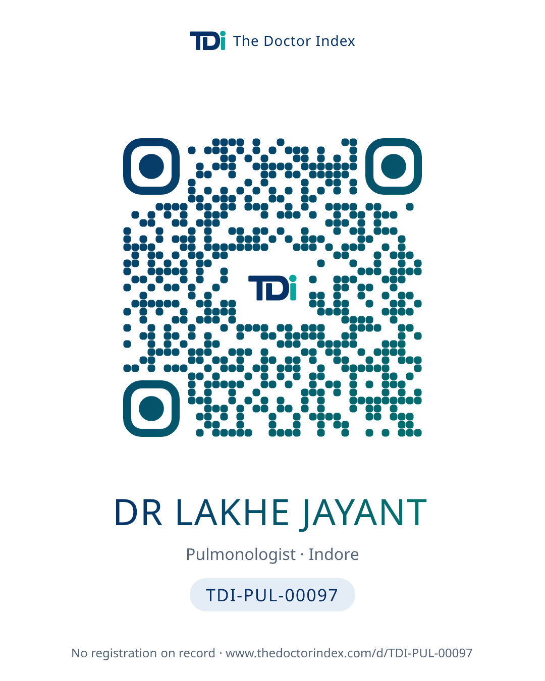 QR card for Dr Lakhe Jayant, TDI-PUL-00097