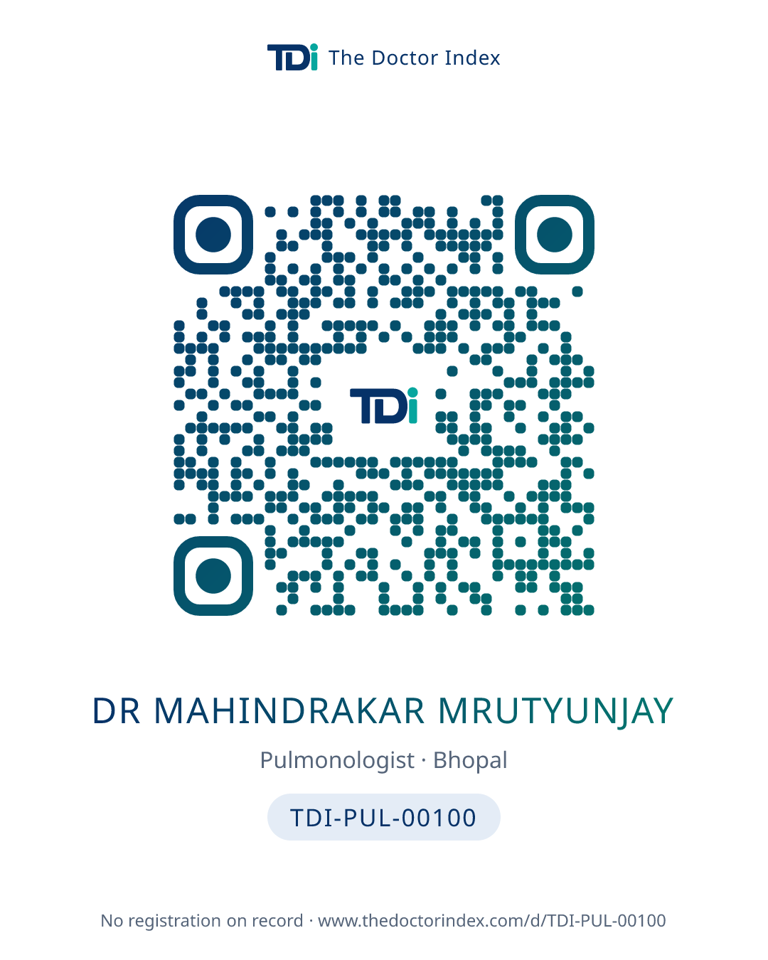 QR card for Dr Mahindrakar Mrutyunjay, TDI-PUL-00100