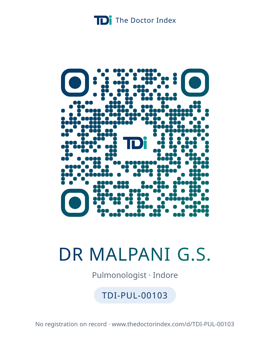 QR card for Dr Malpani G.S., TDI-PUL-00103