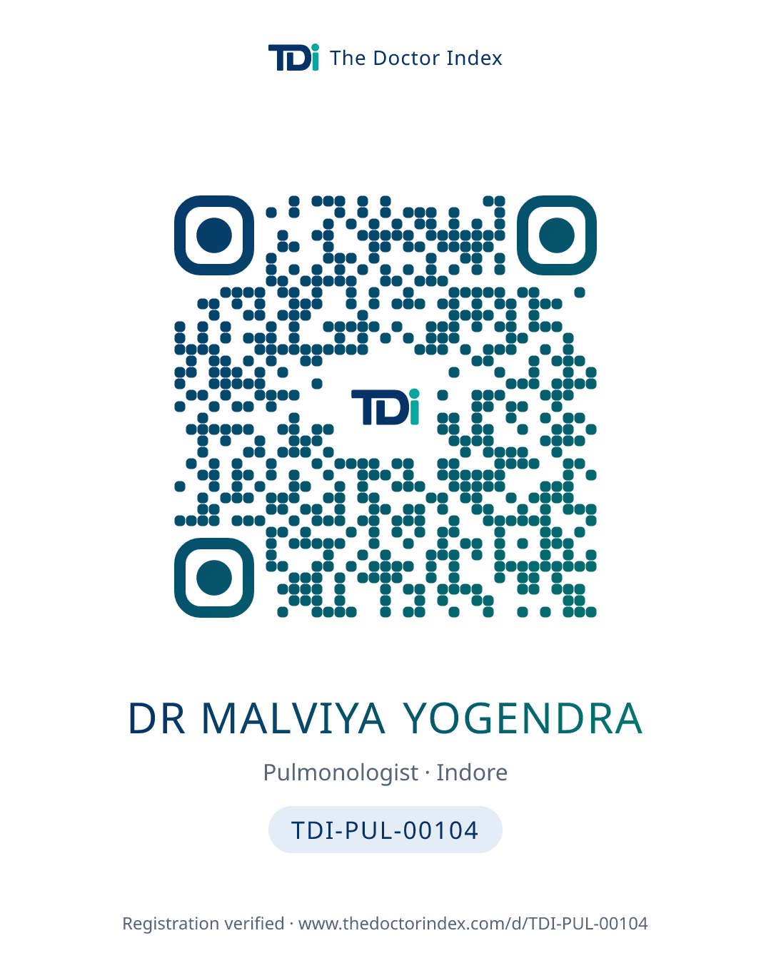 QR card for Dr Malviya Yogendra, TDI-PUL-00104