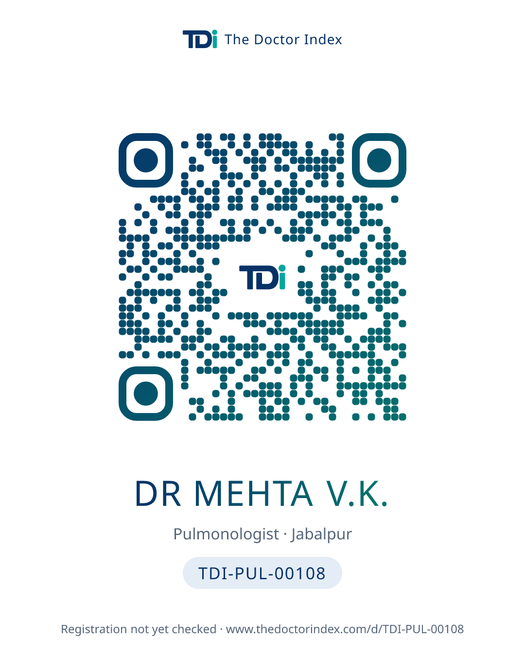 QR card for Dr Mehta V.K., TDI-PUL-00108