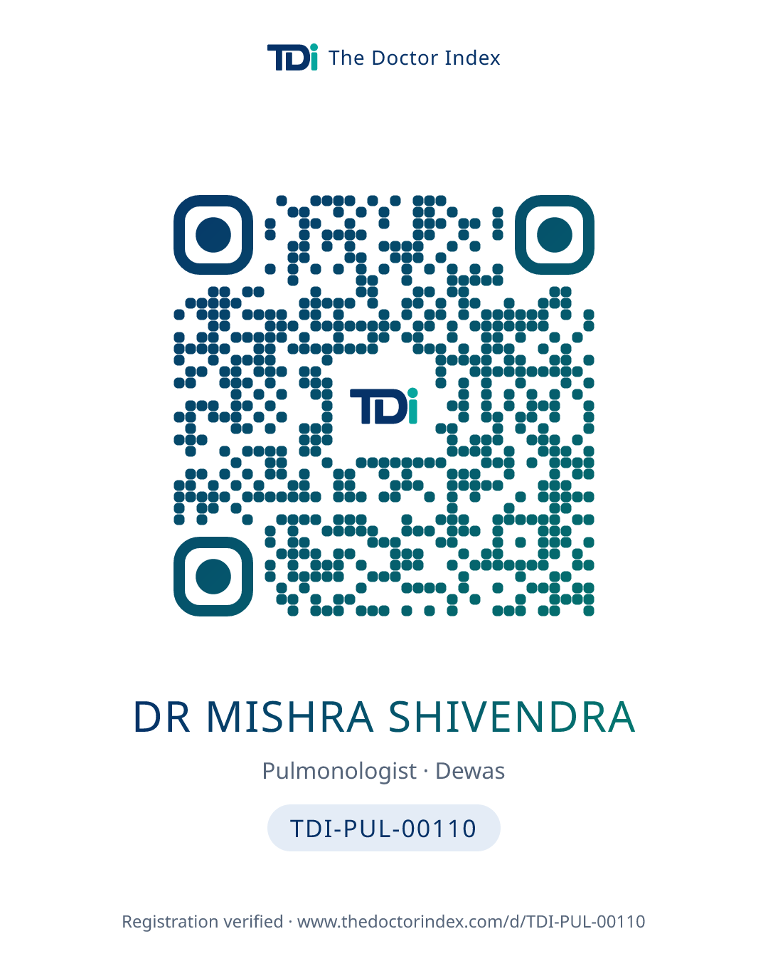 QR card for Dr Mishra Shivendra, TDI-PUL-00110