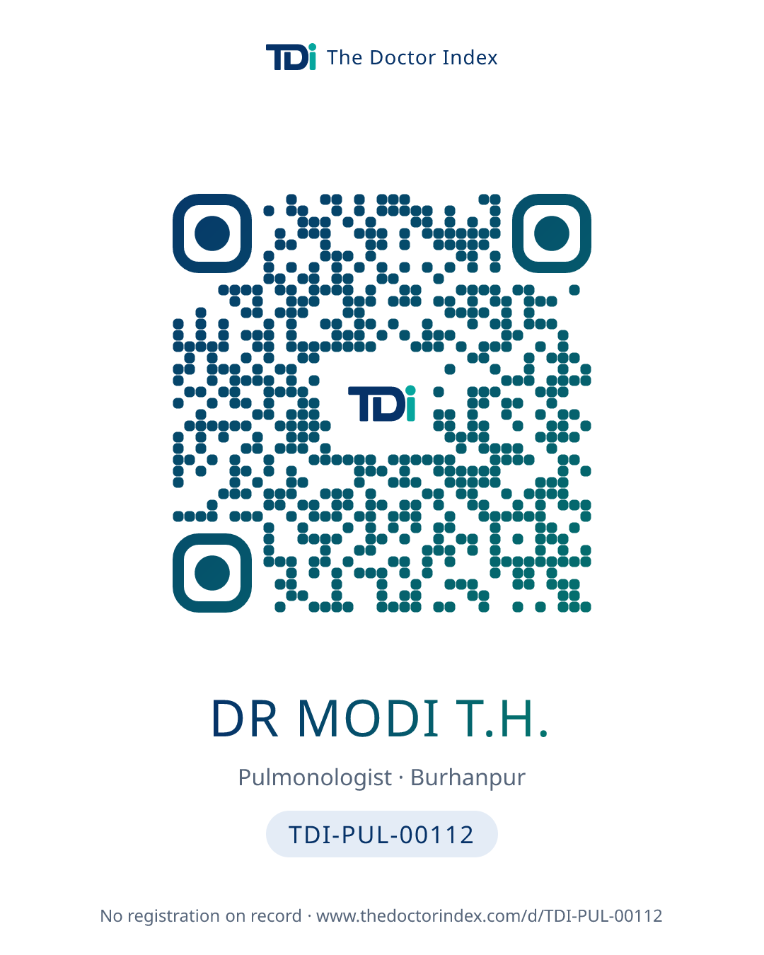 QR card for Dr Modi T.H., TDI-PUL-00112