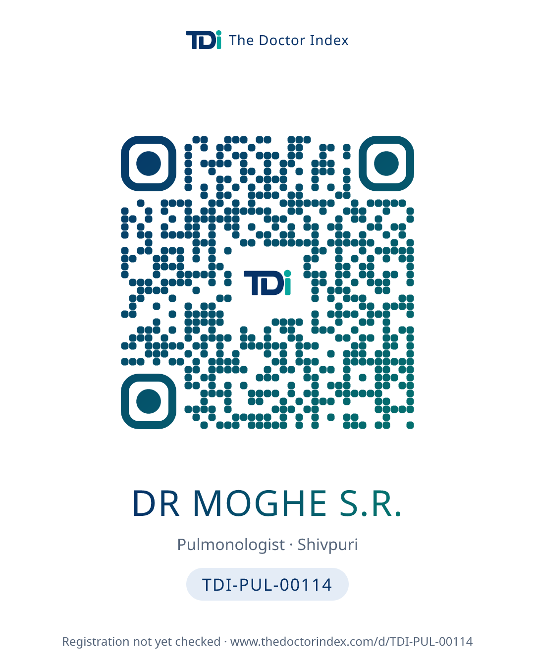 QR card for Dr Moghe S.R., TDI-PUL-00114