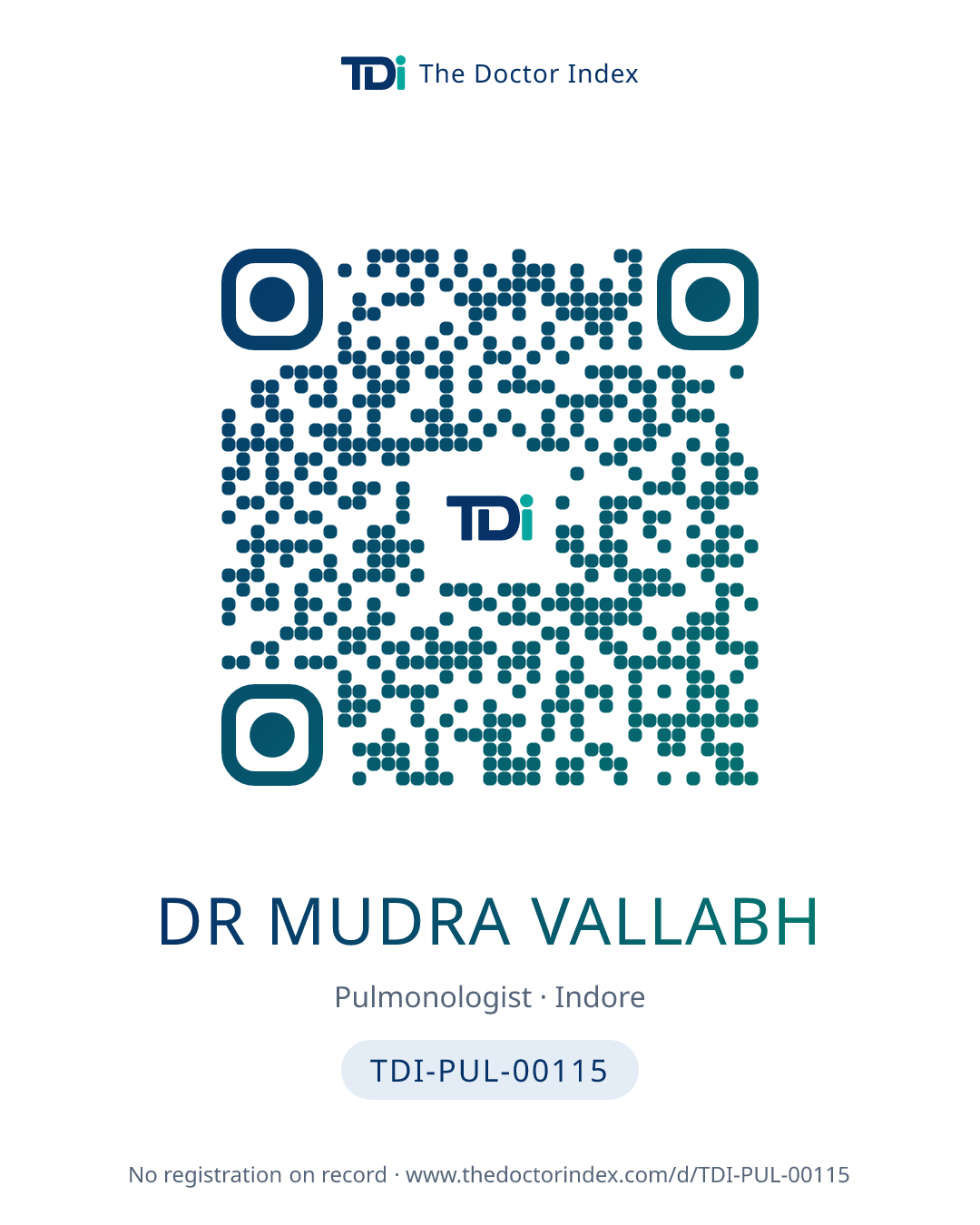 QR card for Dr Mudra Vallabh, TDI-PUL-00115