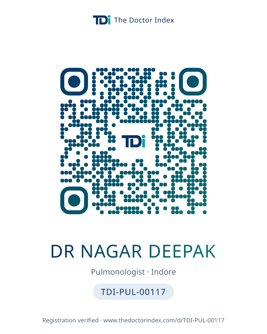 QR card for Dr Nagar Deepak, TDI-PUL-00117