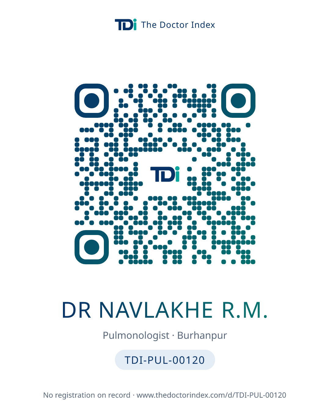 QR card for Dr Navlakhe R.M., TDI-PUL-00120