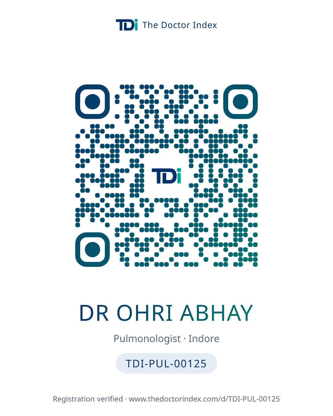 QR card for Dr Ohri Abhay, TDI-PUL-00125