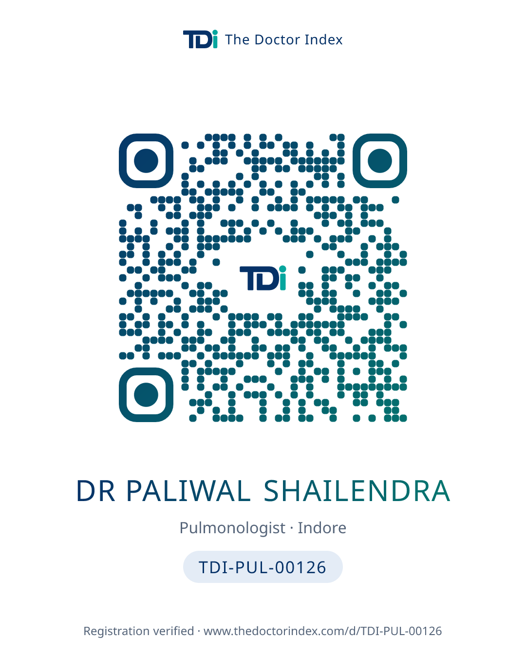 QR card for Dr Paliwal Shailendra, TDI-PUL-00126