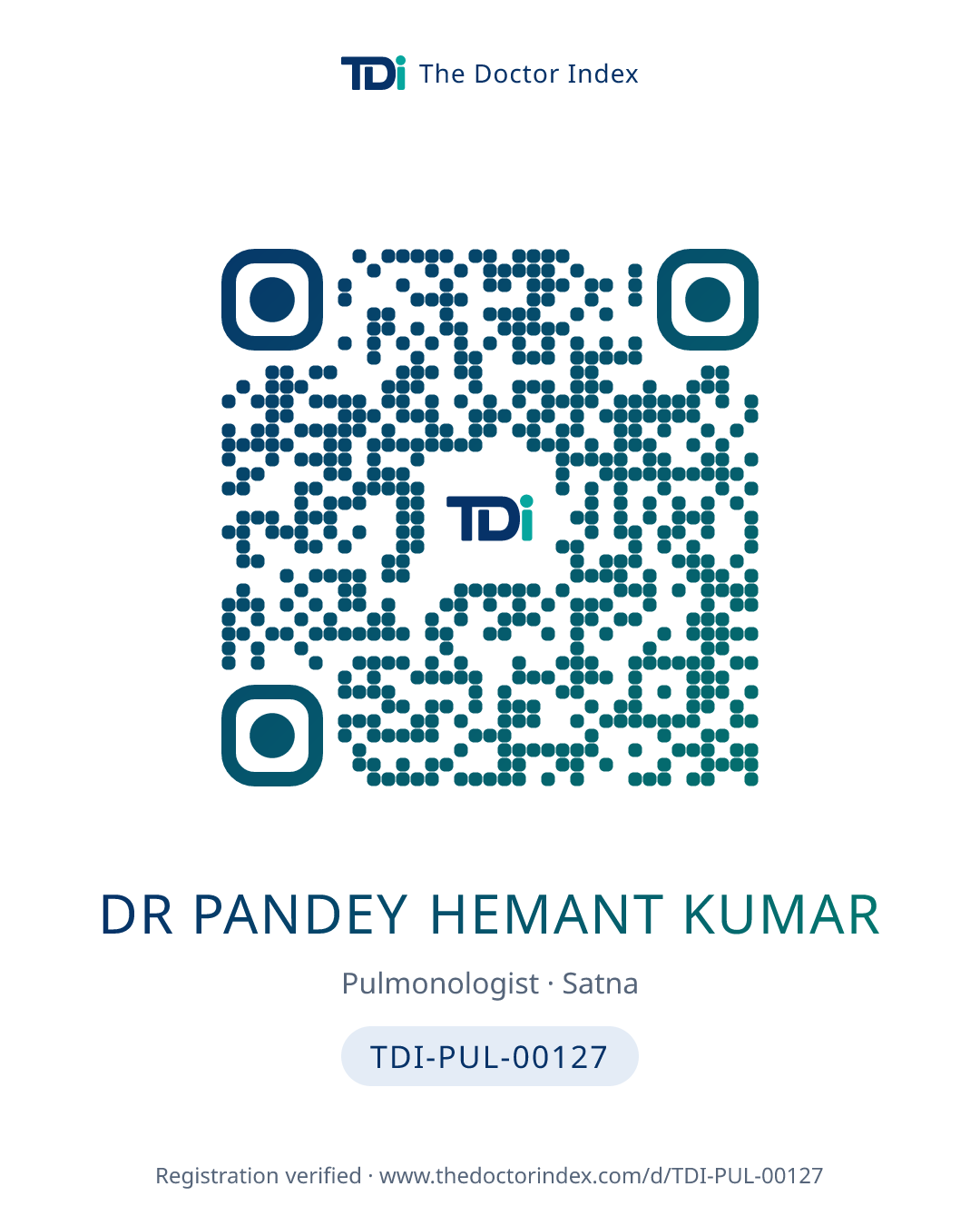 QR card for Dr Pandey Hemant Kumar, TDI-PUL-00127
