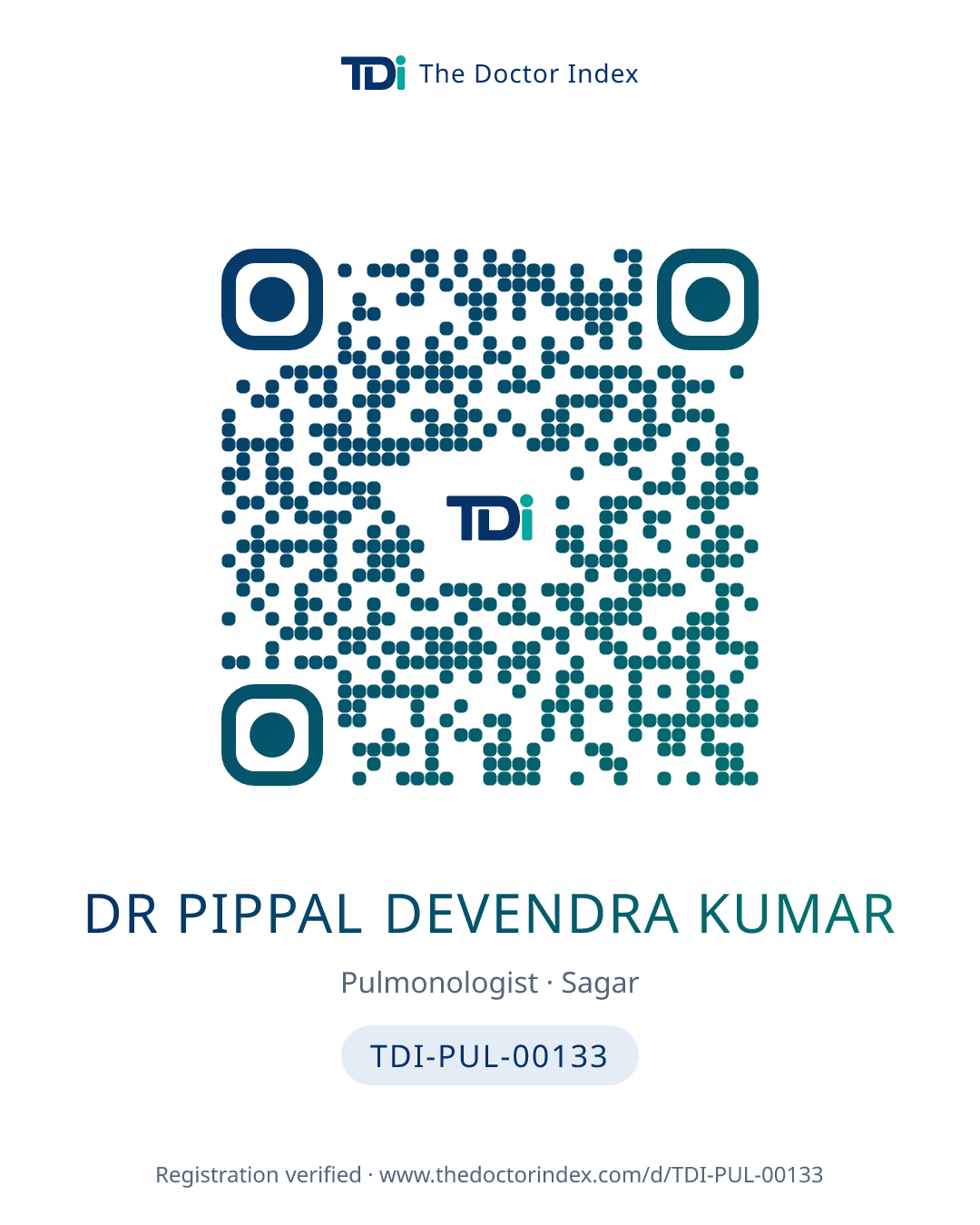 QR card for Dr Pippal Devendra Kumar, TDI-PUL-00133