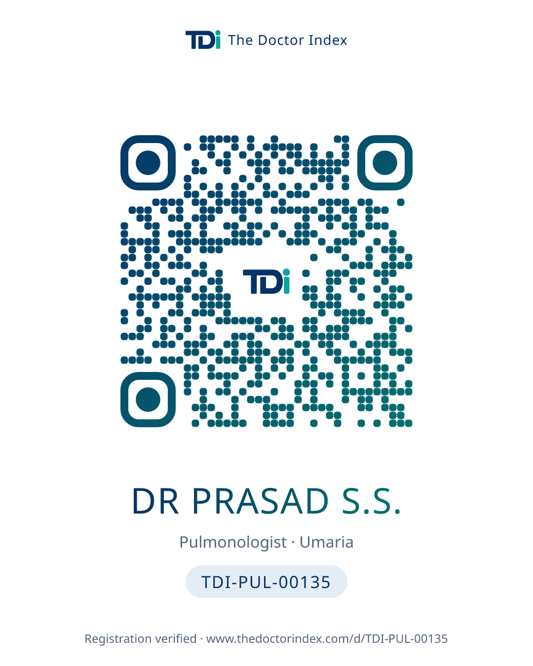 QR card for Dr Prasad S.S., TDI-PUL-00135
