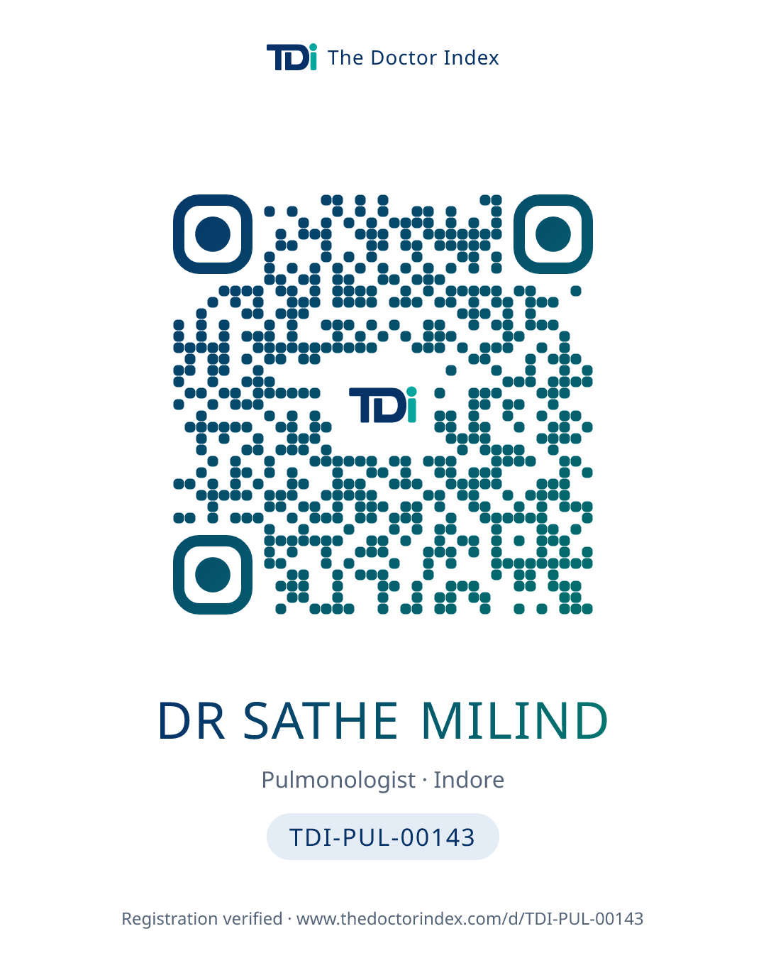 QR card for Dr Sathe Milind, TDI-PUL-00143