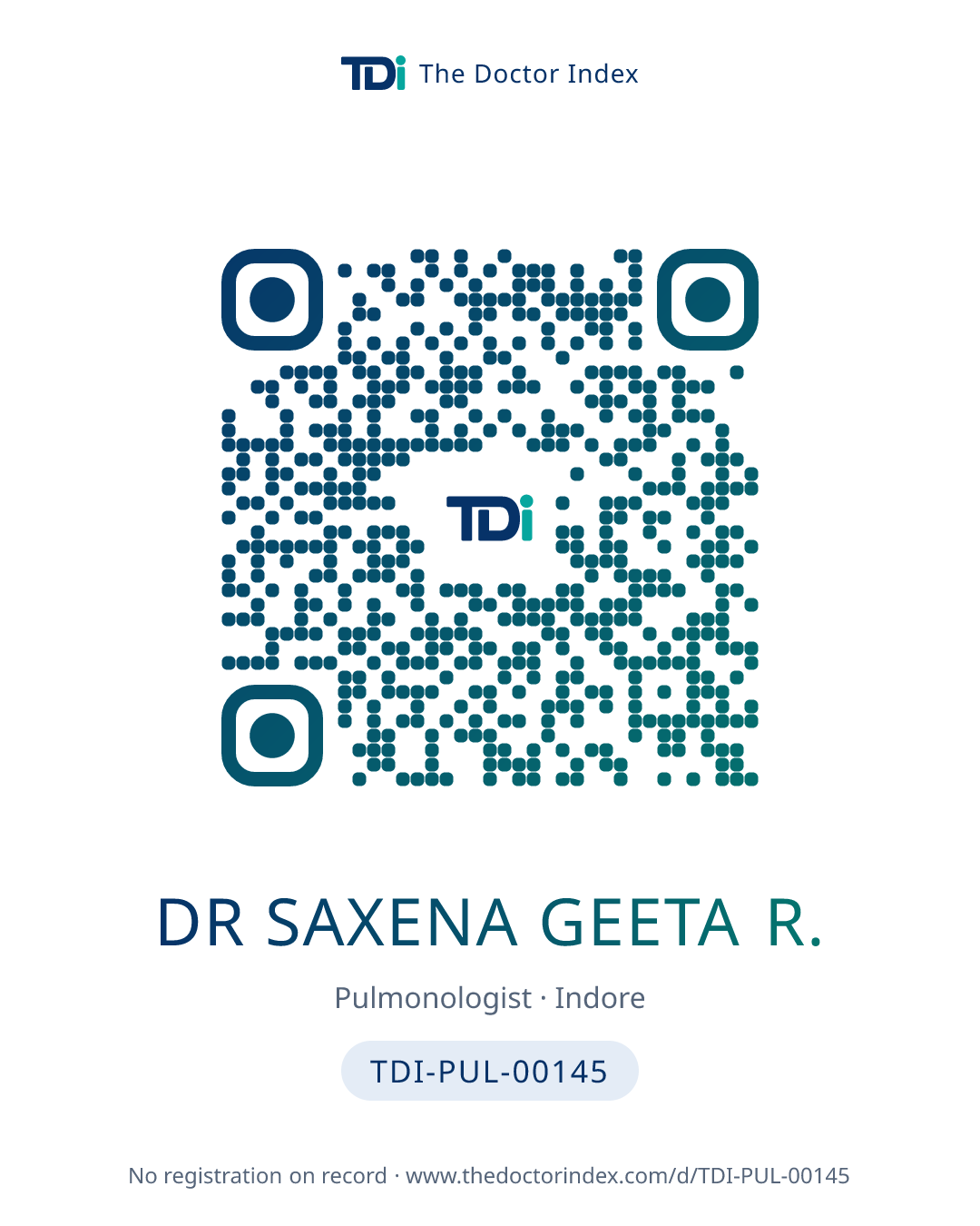 QR card for Dr Saxena Geeta R., TDI-PUL-00145