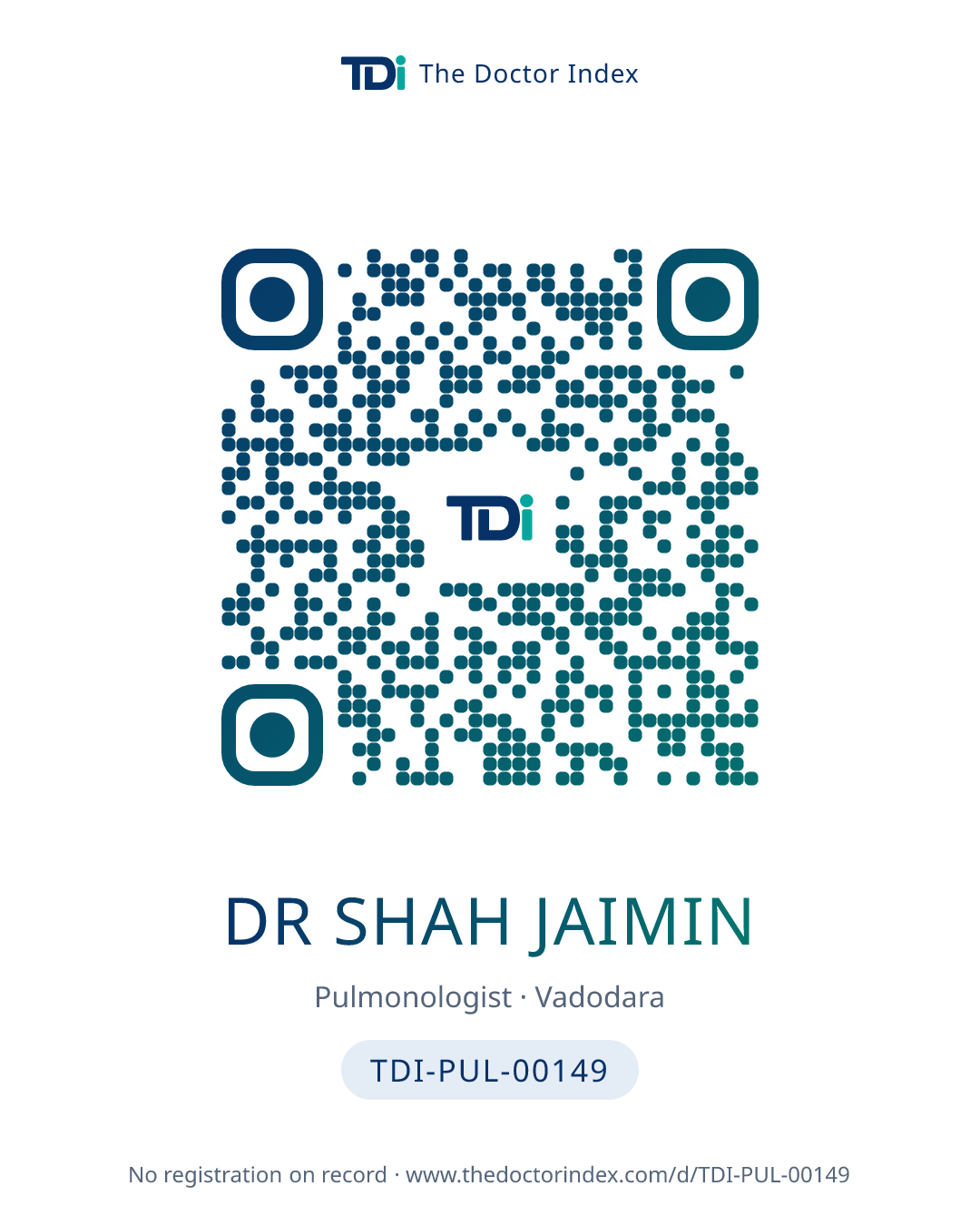 QR card for Dr Shah Jaimin, TDI-PUL-00149