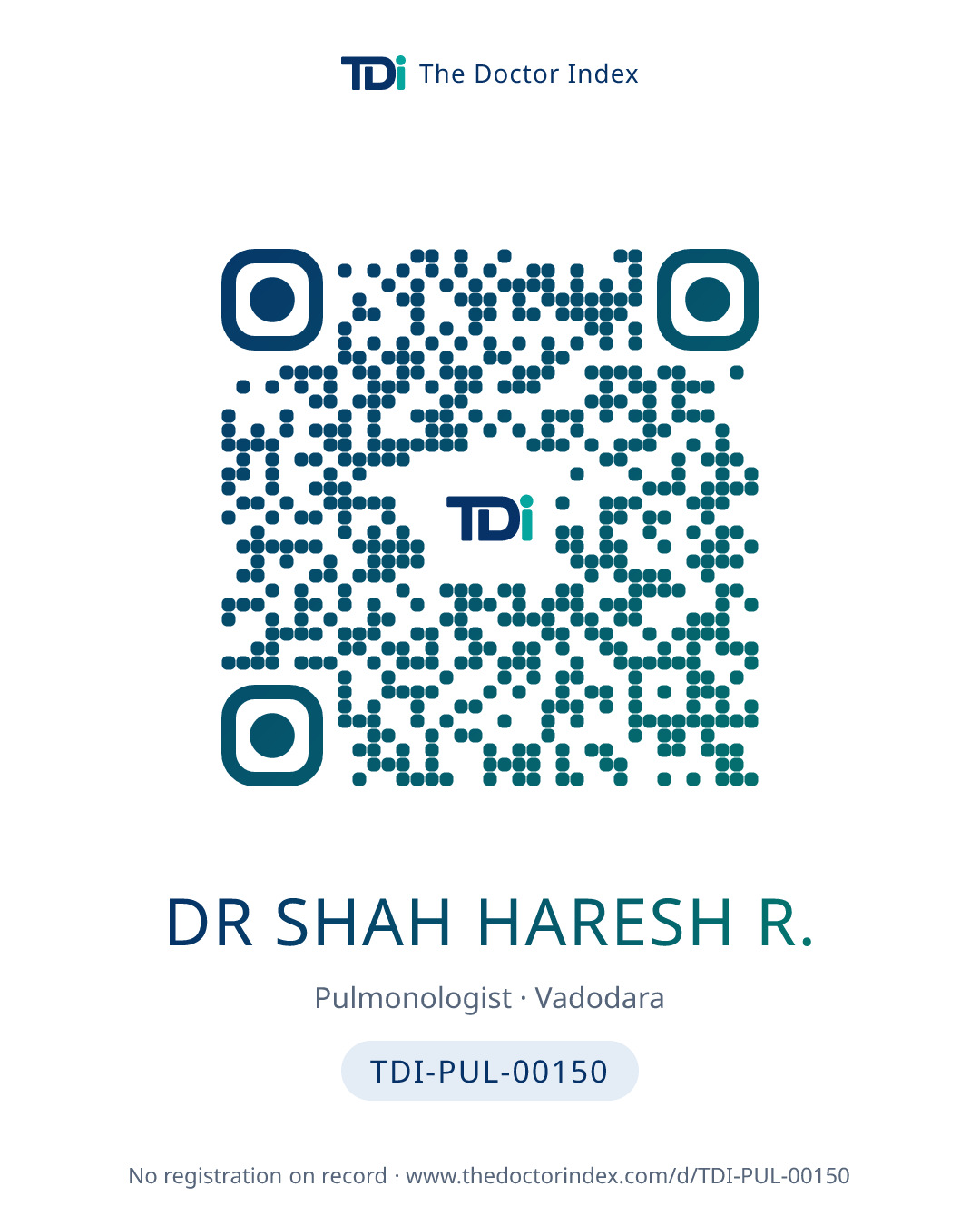 QR card for Dr Shah Haresh R., TDI-PUL-00150