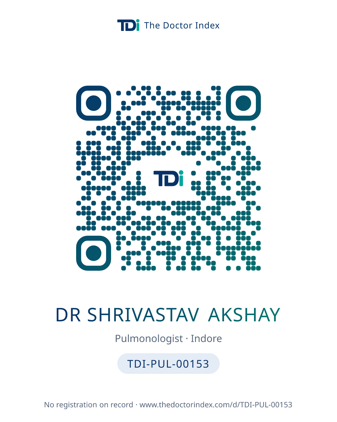 QR card for Dr Shrivastav Akshay, TDI-PUL-00153