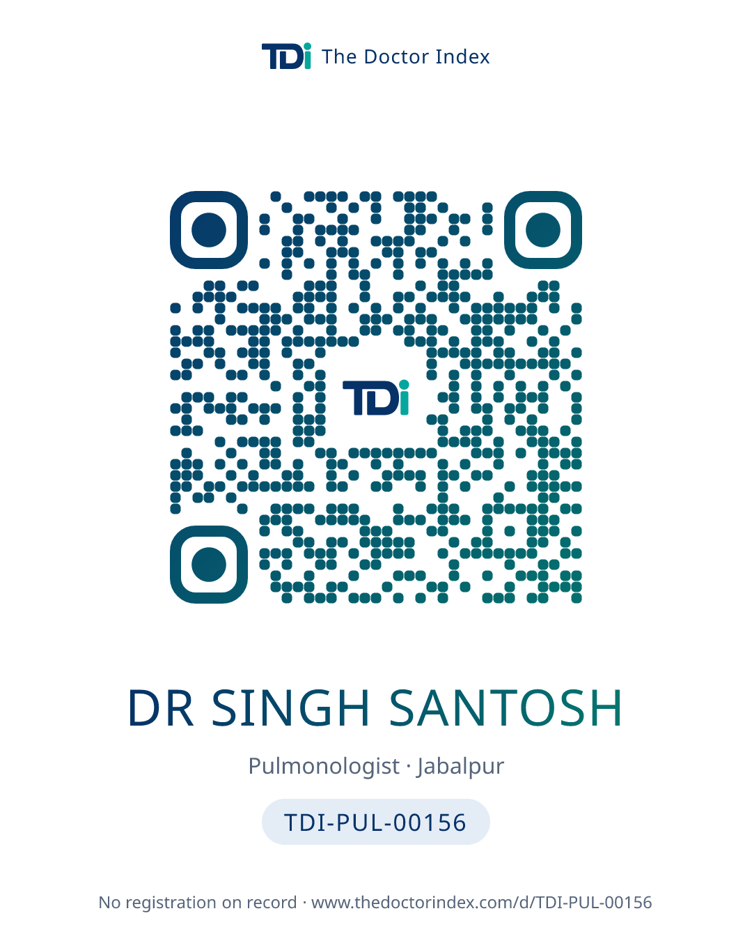 QR card for Dr Singh Santosh, TDI-PUL-00156