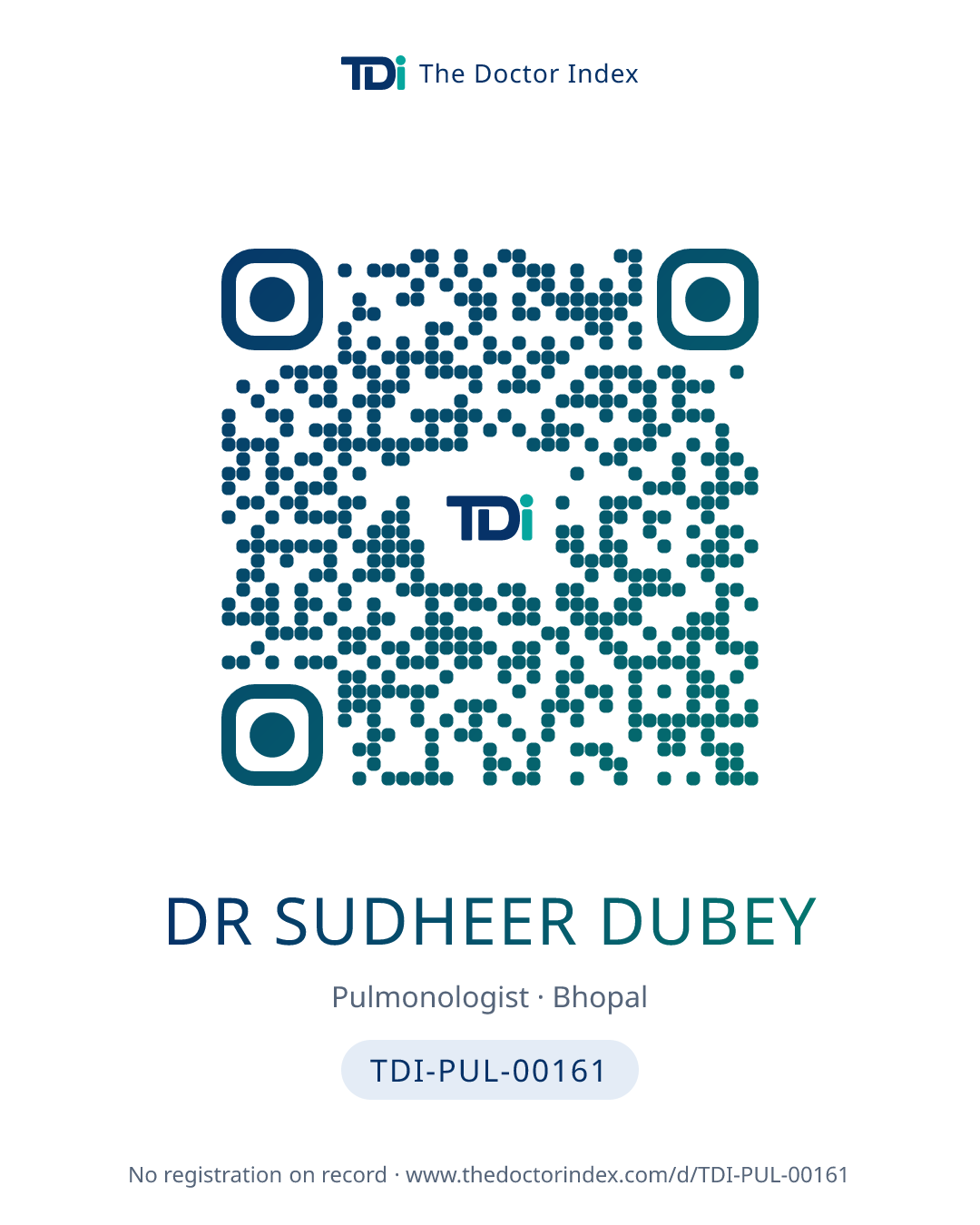 QR card for Dr Sudheer Dubey, TDI-PUL-00161