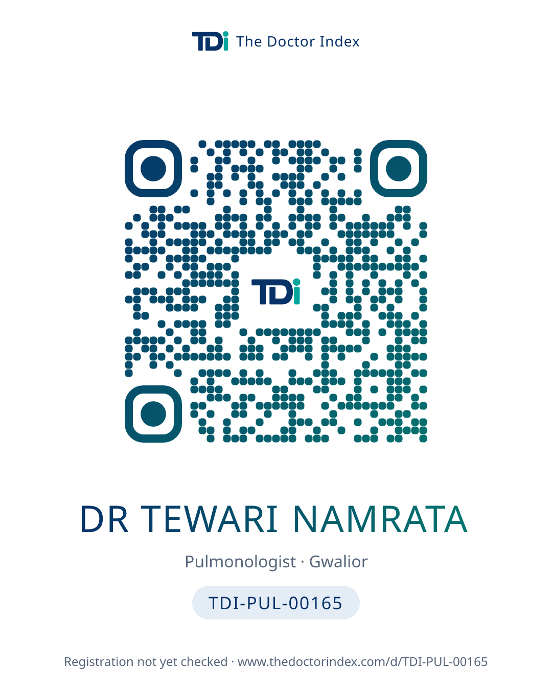 QR card for Dr Tewari Namrata, TDI-PUL-00165