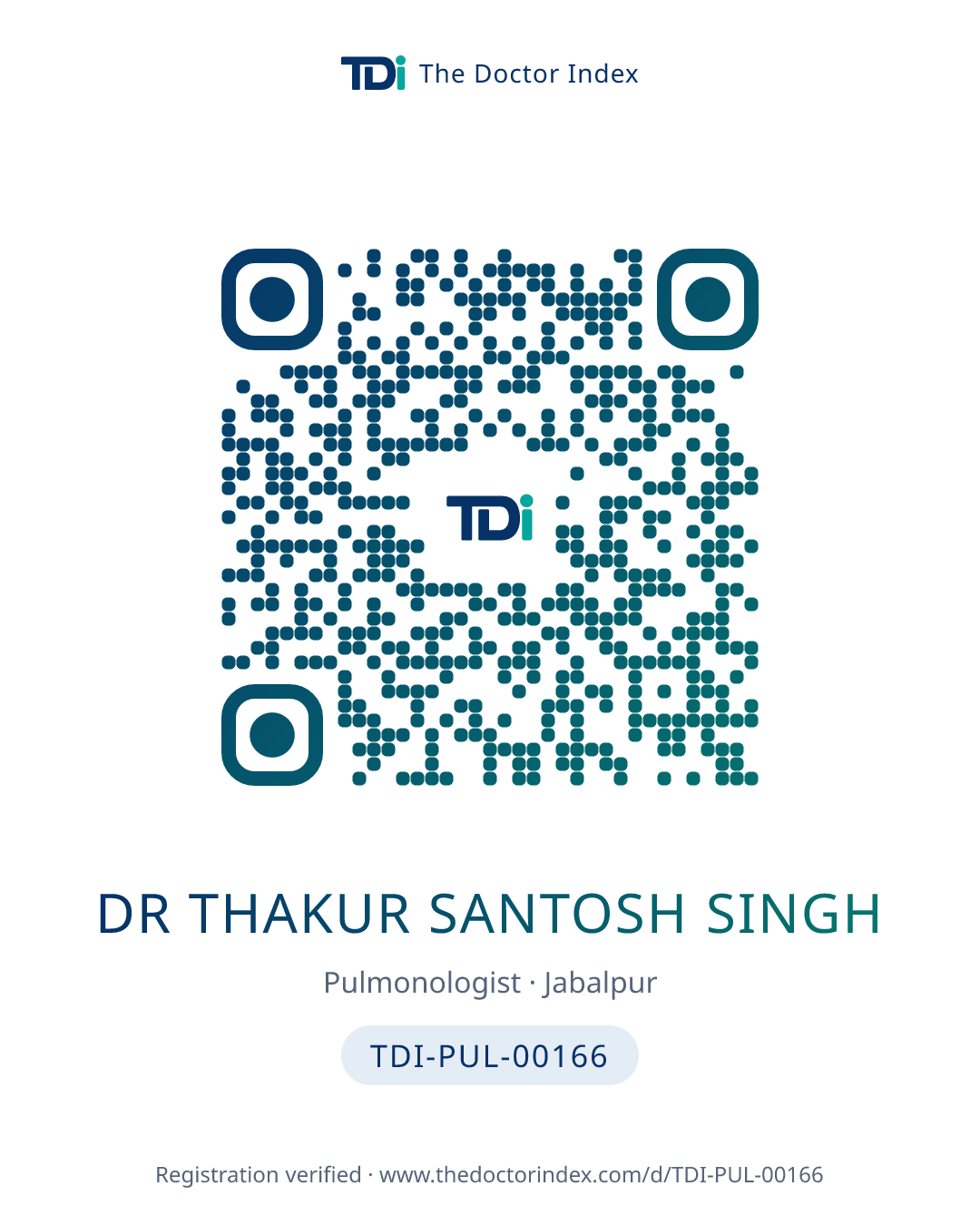 QR card for Dr Thakur Santosh Singh, TDI-PUL-00166