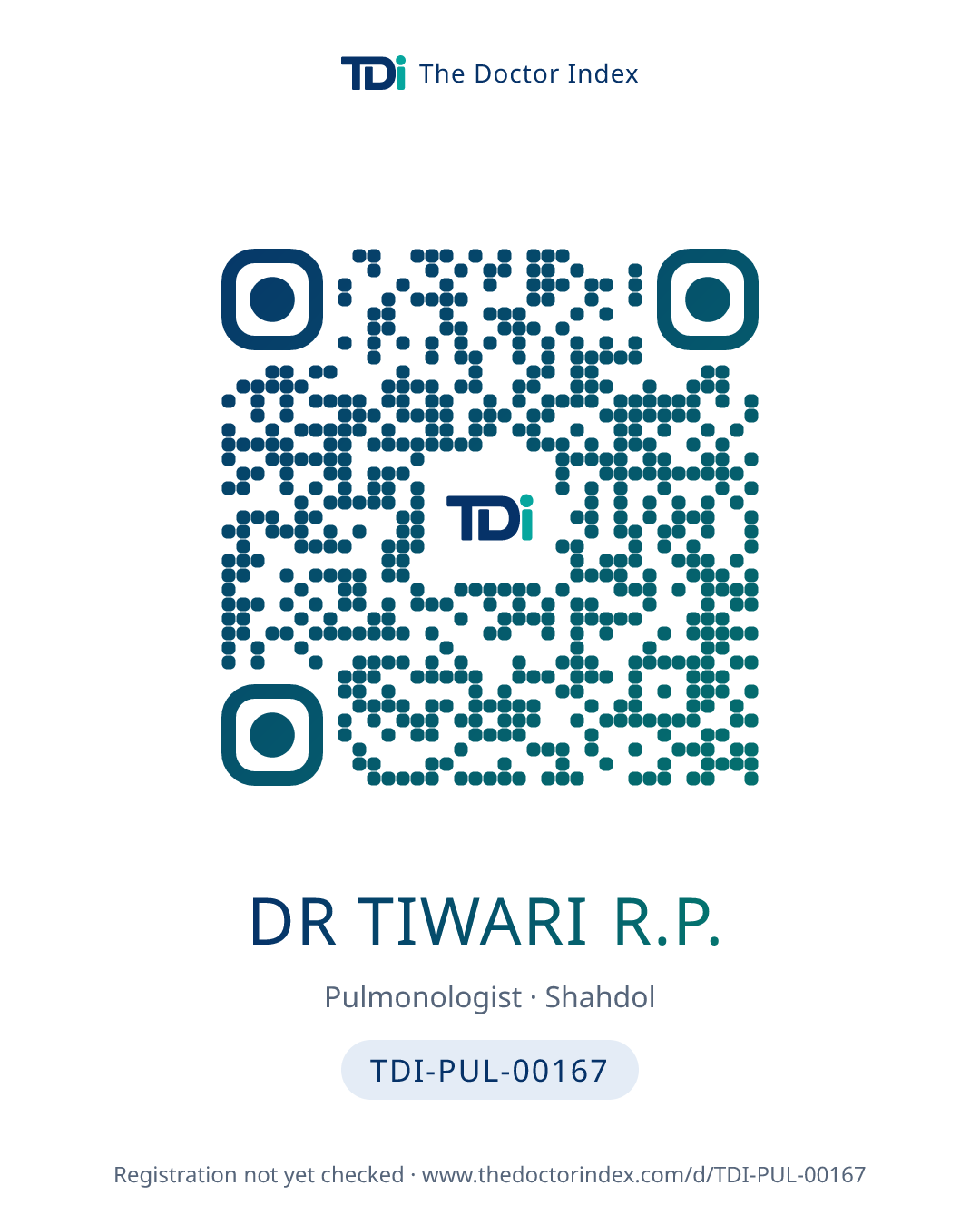 QR card for Dr Tiwari R.P., TDI-PUL-00167