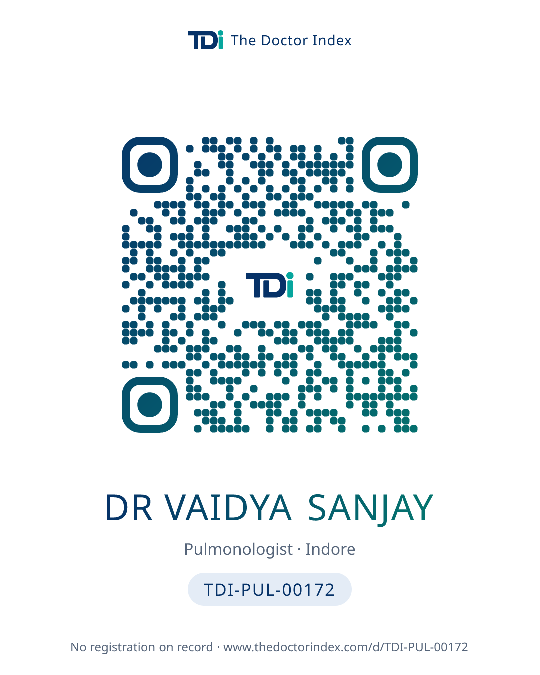 QR card for Dr Vaidya Sanjay, TDI-PUL-00172