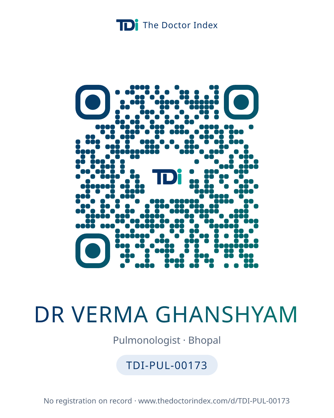 QR card for Dr Verma Ghanshyam, TDI-PUL-00173